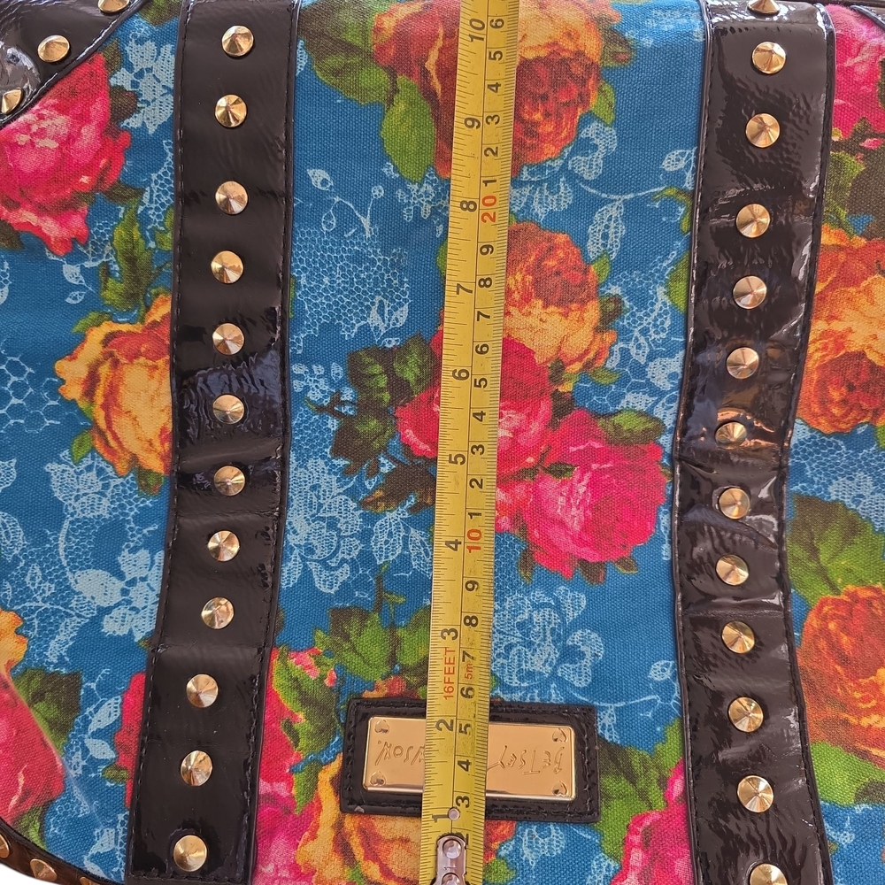 Betsey Johnson Floral Blue and Black Shoulder Bag - Picture 6 of 9